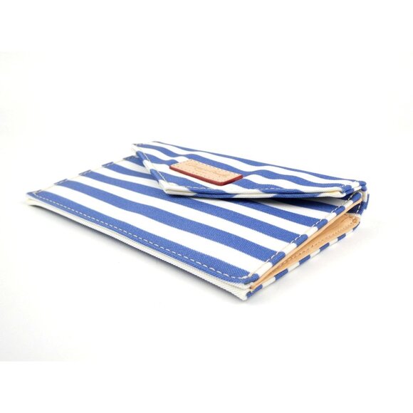 Dooney & Bourke Blue & White Stripe Canvas Envelope Clutch Wallet - Picture 6 of 9